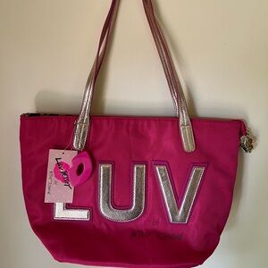Betsey Johnson Pink and Gold LUV Tote